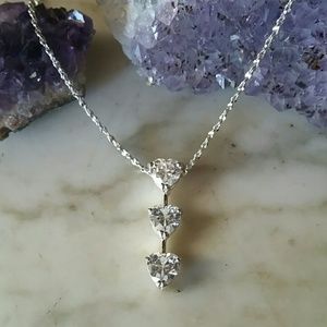 Silver Heart Sparkly Necklace